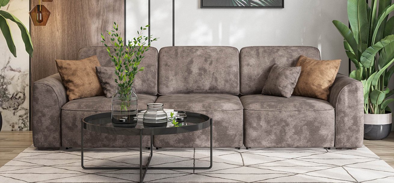 Диван Кинг Модуль Макс велюр Алькантара серый