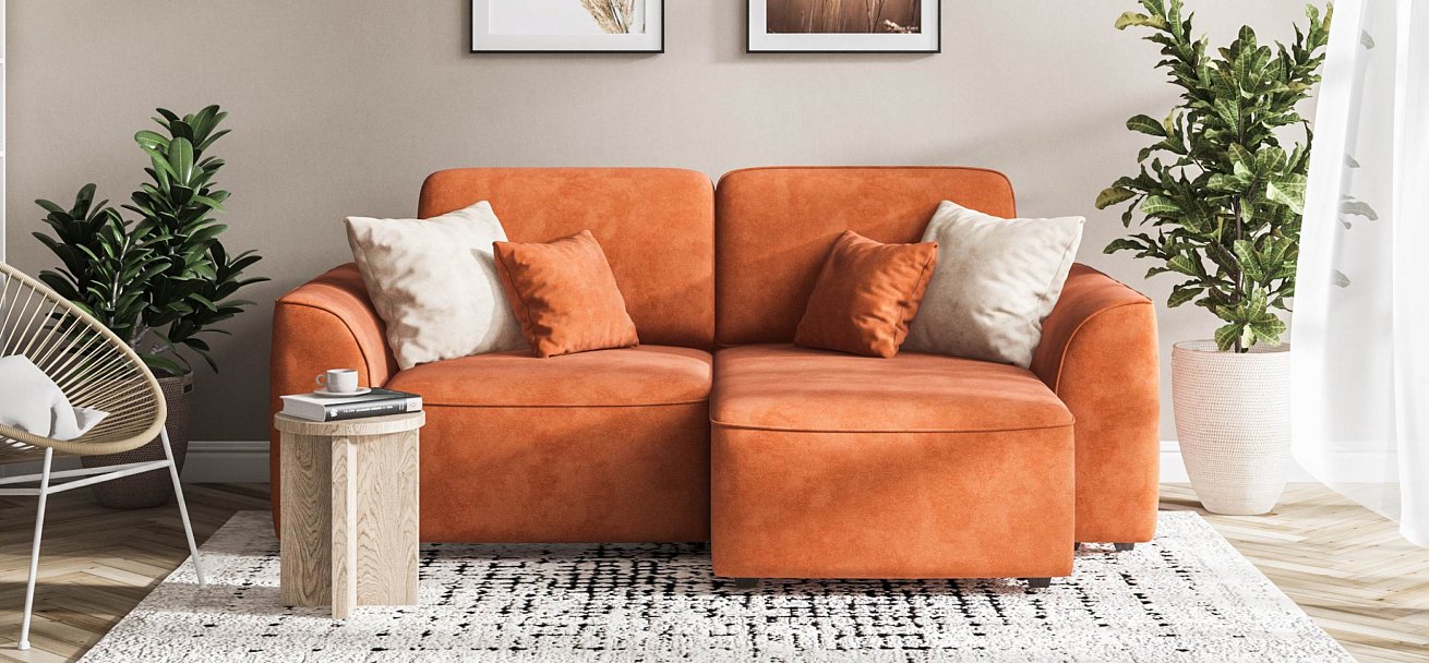 Кинг Модуль оттоманка велюр Алькантара оранж