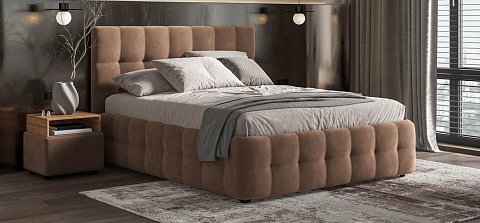 Босс Кровать+ПМ 160*200 велюр Монолит мокко 2