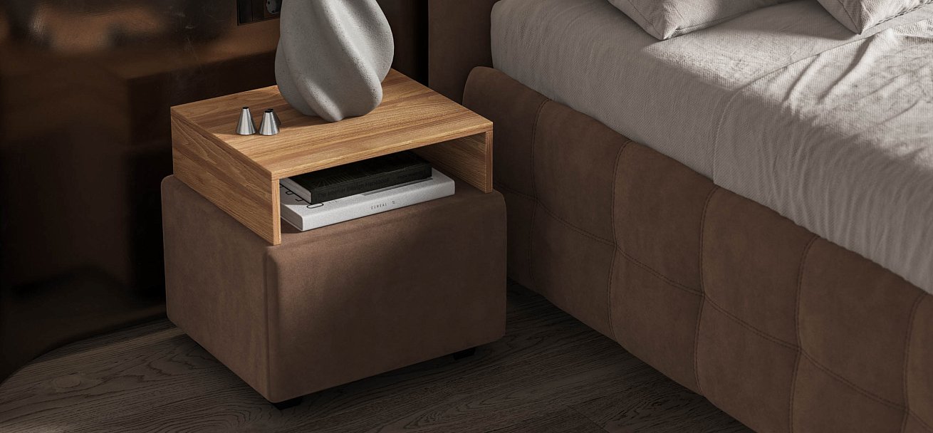 Тумба Босс велюр Монолит мокко, Орех селект