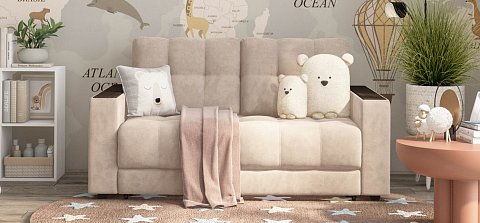 Диван Босс двухместный велюр Монолит латте 2