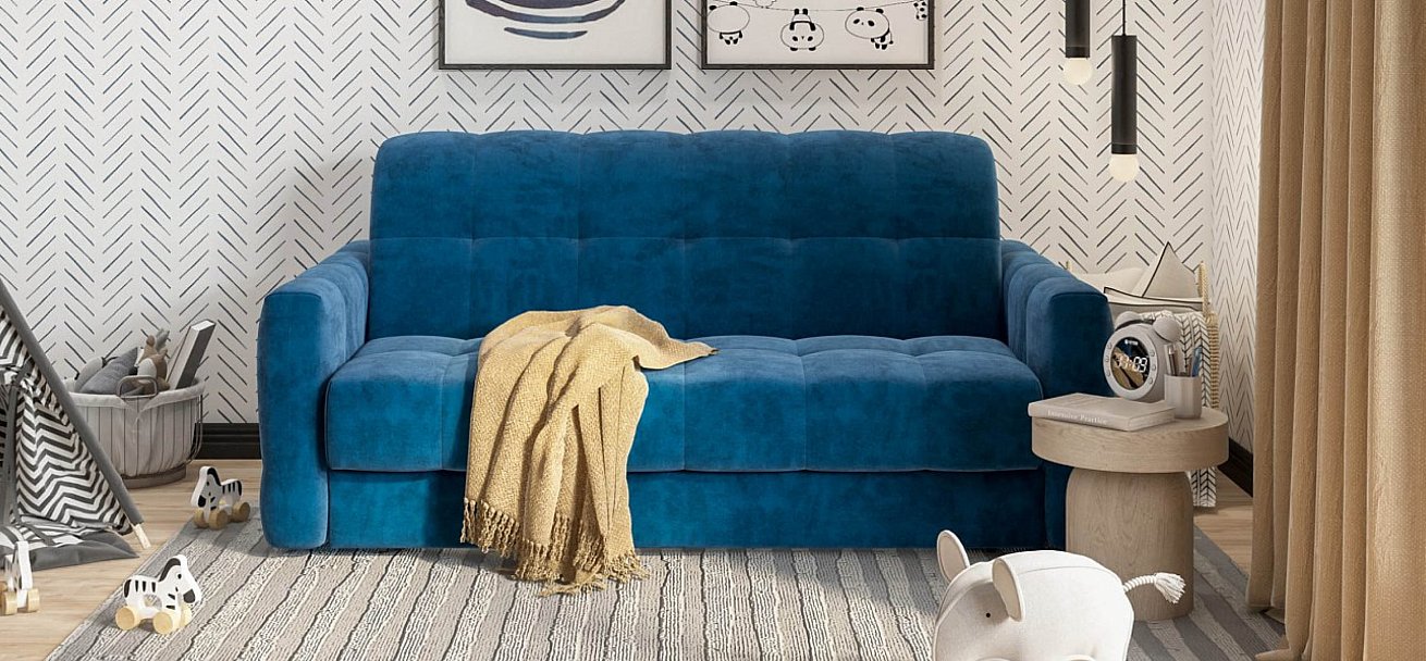 Диван Босс Слип 160 велюр Монолит синий