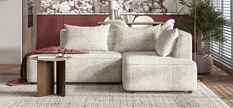 Угловой диван правый Кинг Твин Шенилл Смарт кварц 2