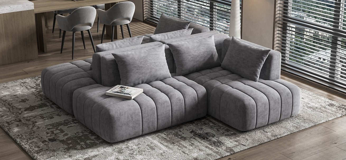 Угловой диван правый Босс Твин велюр Роял агат