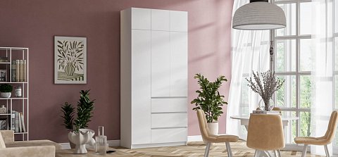 Идея 120 шкаф распашной 3Д+ящики Белый 2