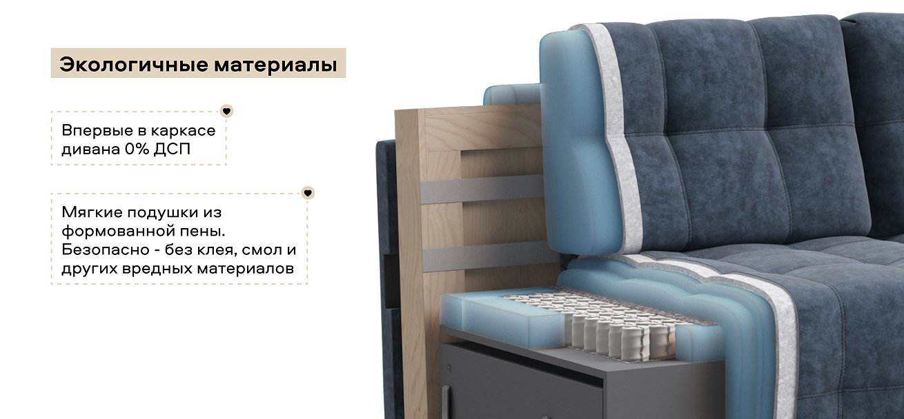 Диван Босс ХО велюр Роял синий  / Камень