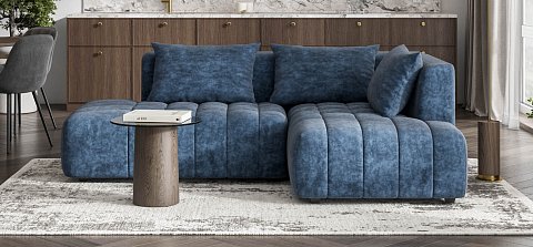 Угловой диван правый Босс Твин Велюр Роял синий 2