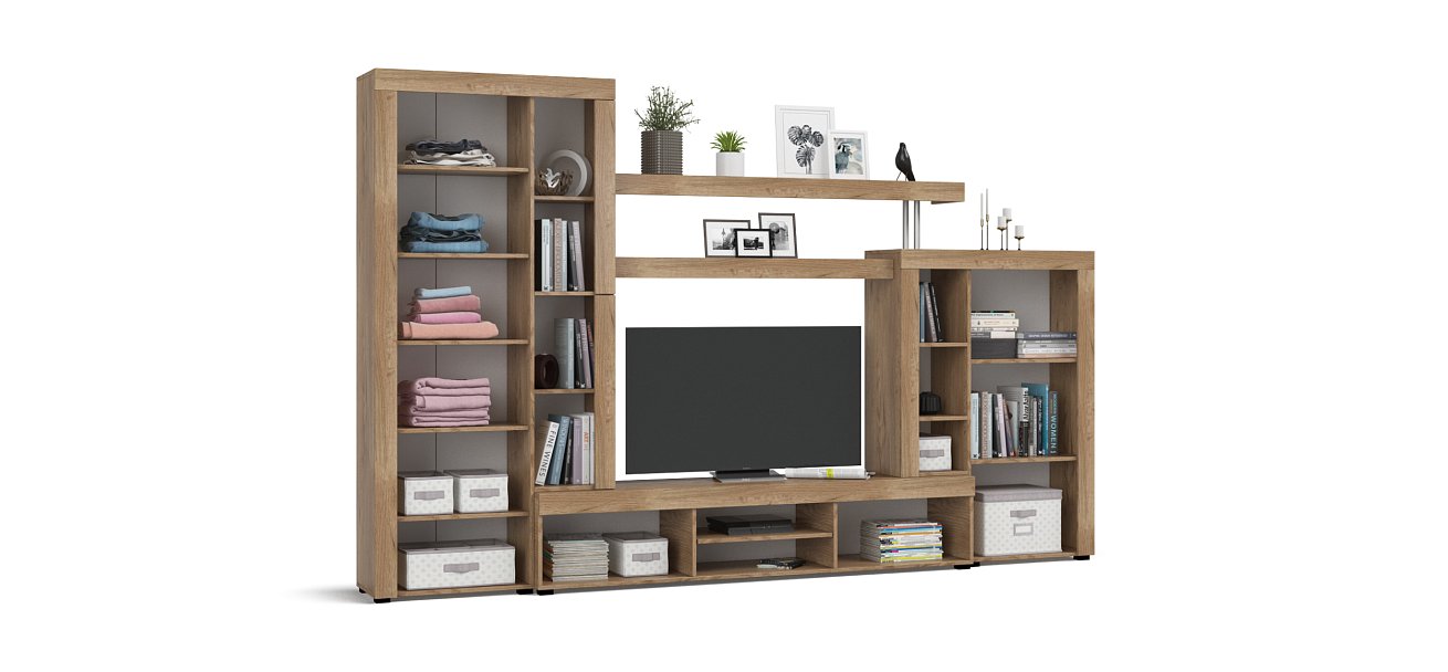 Стенка Монтана Крафт табачный, Серый графит