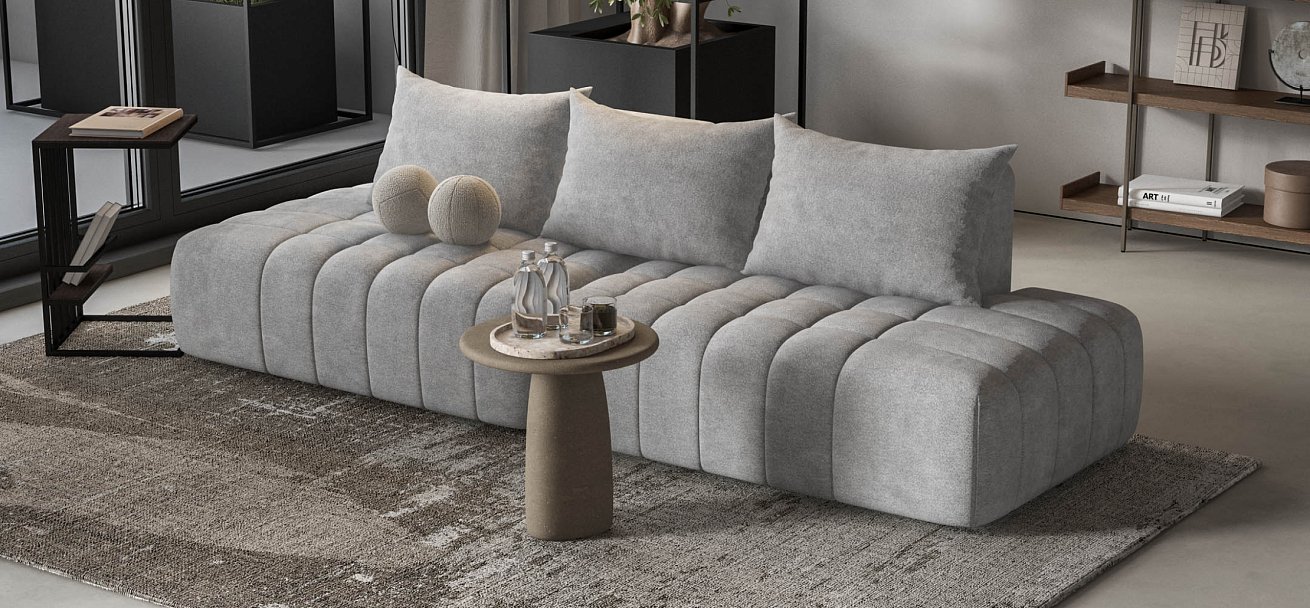 Диван прямой Босс Твин Шенилл Клауд серый