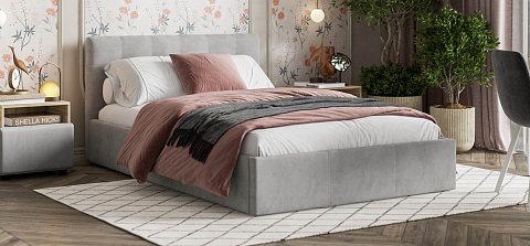 Белла Кровать без ПМ 140*200 велюр Монолит сталь 2
