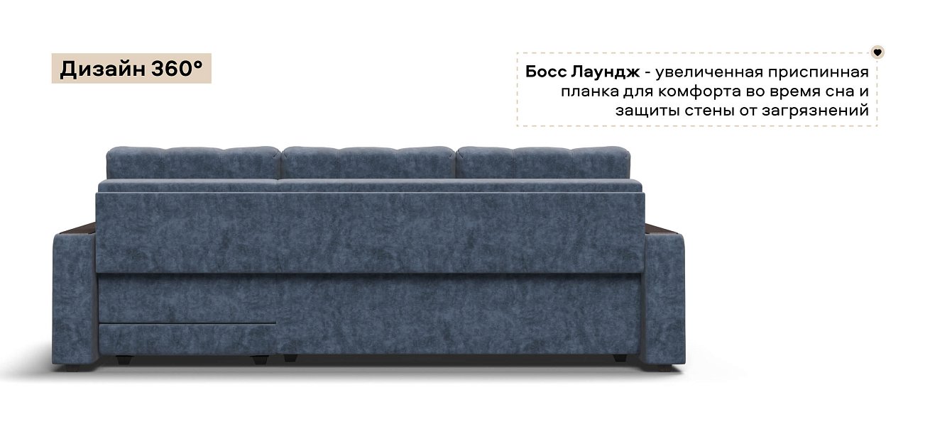 Угловой диван Босс Классик велюр Роял синий