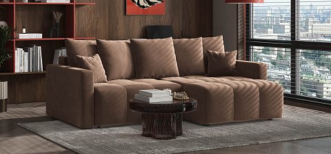 Угловой диван Босс Тренд велюр Монолит мокко 2