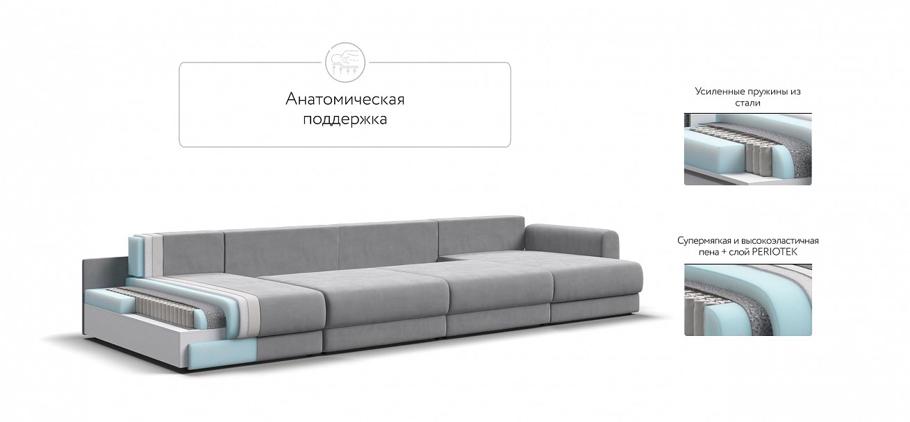 Модульный п-образный диван Ричмонд Модуль велюр Монолит сталь