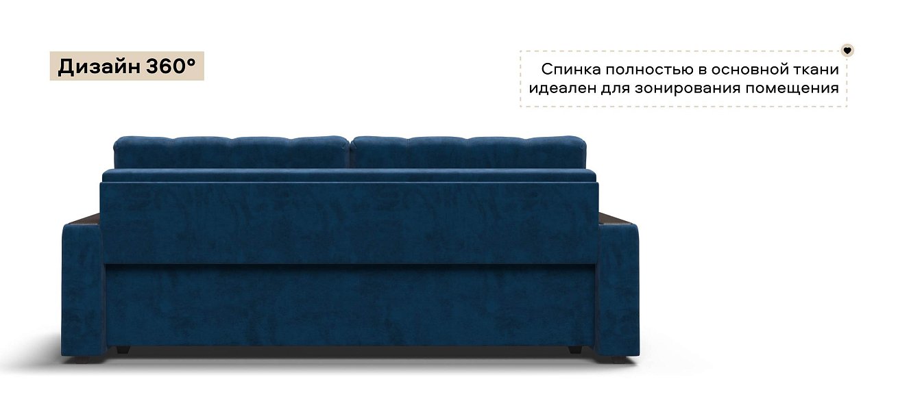 Диван Босс велюр Монолит синий