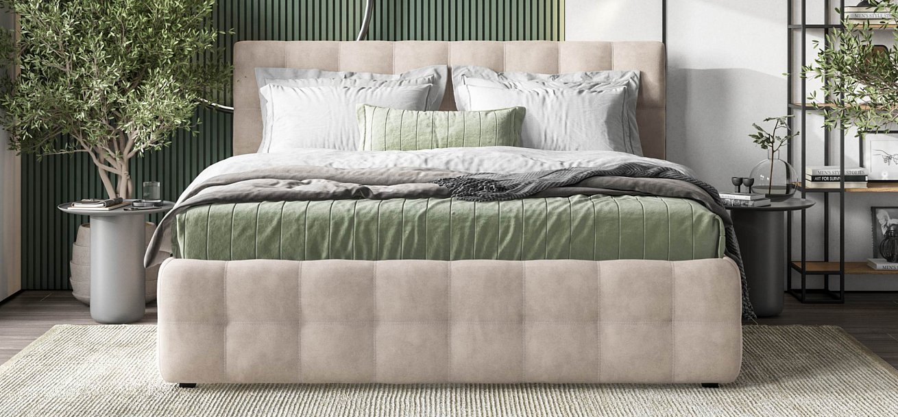 Босс Кровать+ПМ 180*200 велюр Монолит латте