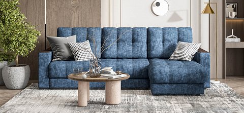 Угловой диван Босс Классик велюр Роял синий 2