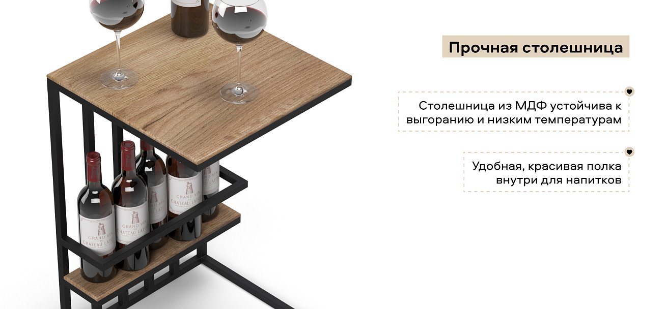 Босс ХО Стол-приставка Дымчатый Крафт (МДФ)