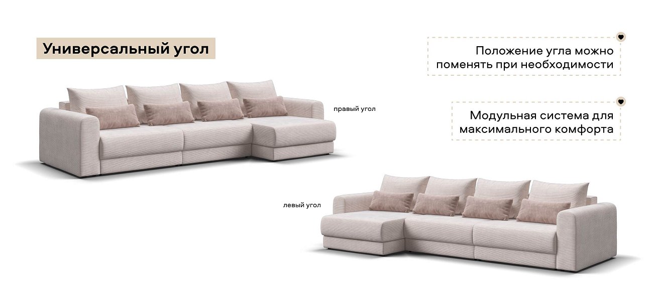 Модульный угловой диван Ричмонд Модуль Макс Вельвет Корд бежевый