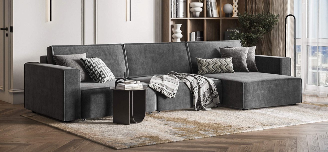 Угловой диван Босс Софт Модуль Макс Вельвет Корд графит