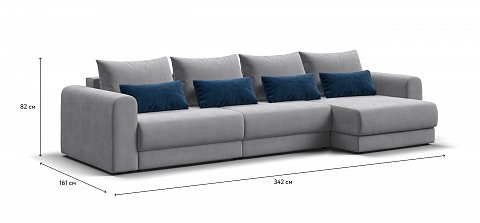 Модульный угловой диван Ричмонд Модуль Макс велюр Монолит сталь 1