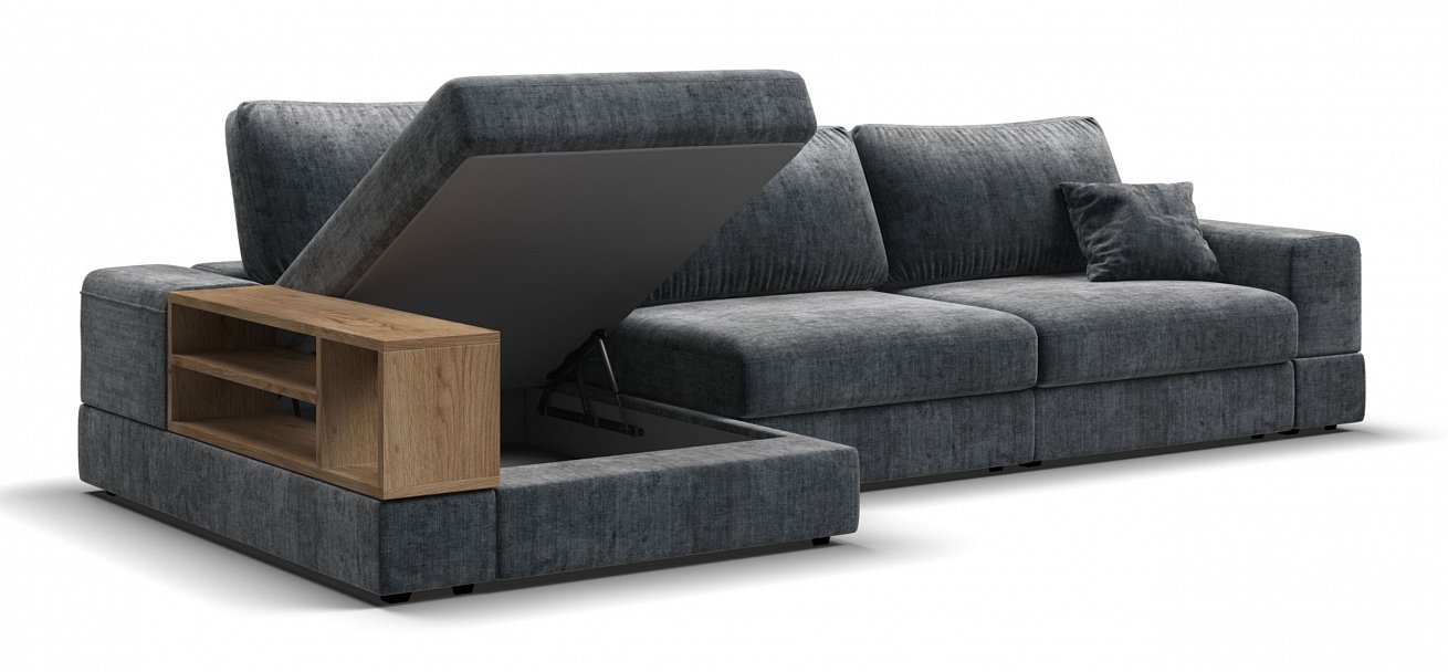 Угловой диван-кровать Босс Модуль ХЛ Шенилл Глосс карбон