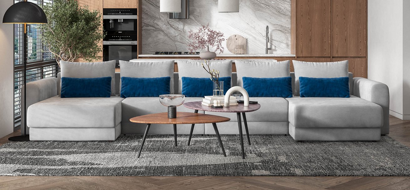 Модульный п-образный диван Ричмонд Модуль велюр Монолит сталь