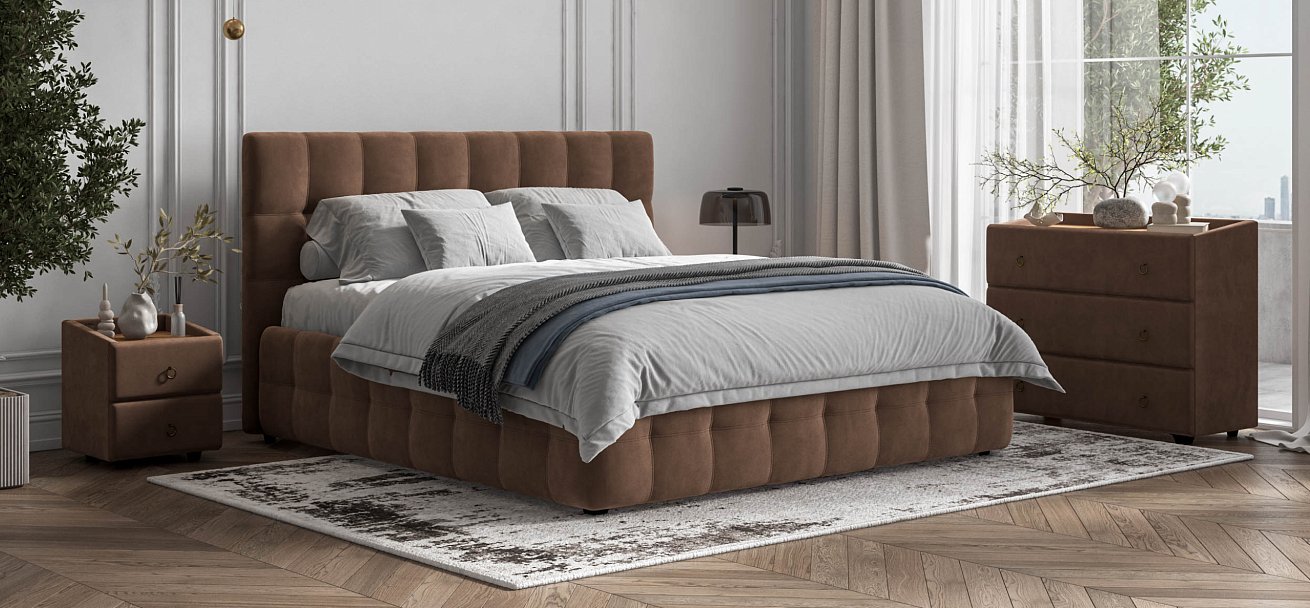 Комод Босс Классик велюр Монолит мокко, Орех селект