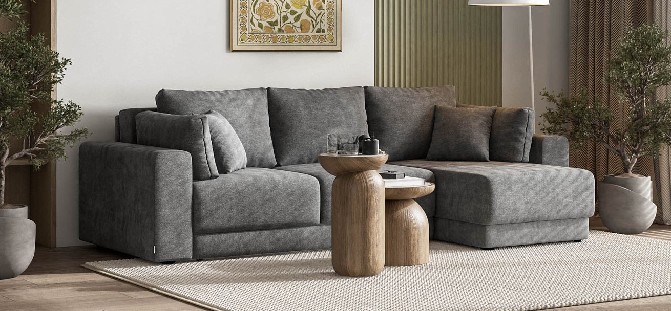 Угловой диван Босс Прайм ХЛ Шенилл Клауд графит