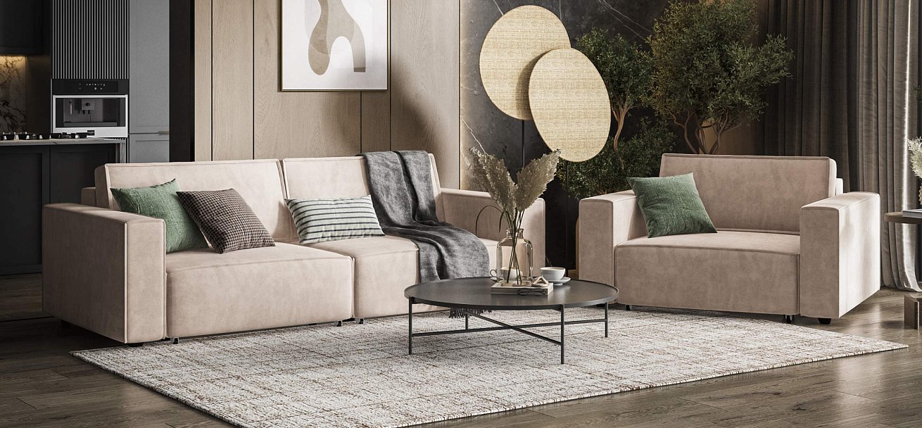 Диван Босс Софт Модуль велюр Монолит латте