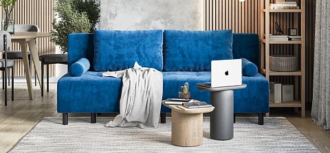 Диван Бостон Мини велюр Монолит синий 2