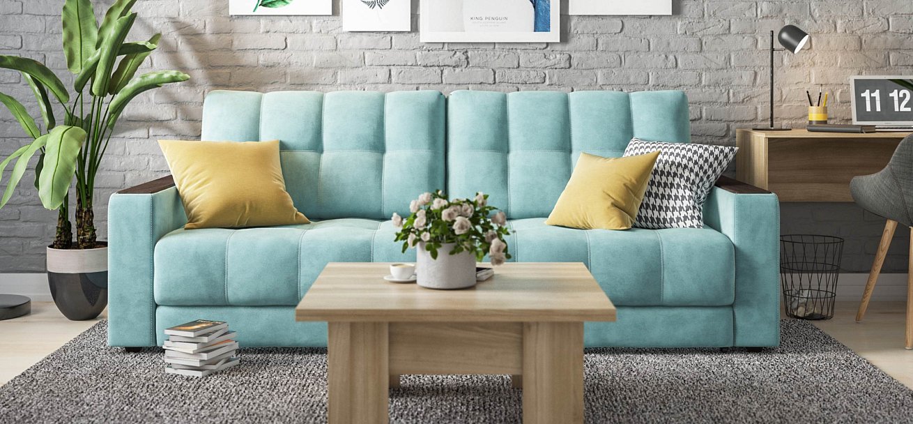 Диван Босс велюр Монолит аква