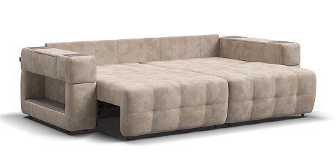 Диван Босс ХО велюр Алькантара пепел / Камень 3