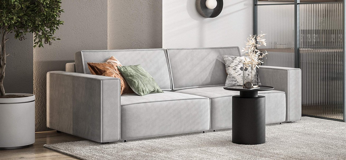 Диван Босс Софт Модуль велюр Монолит сталь