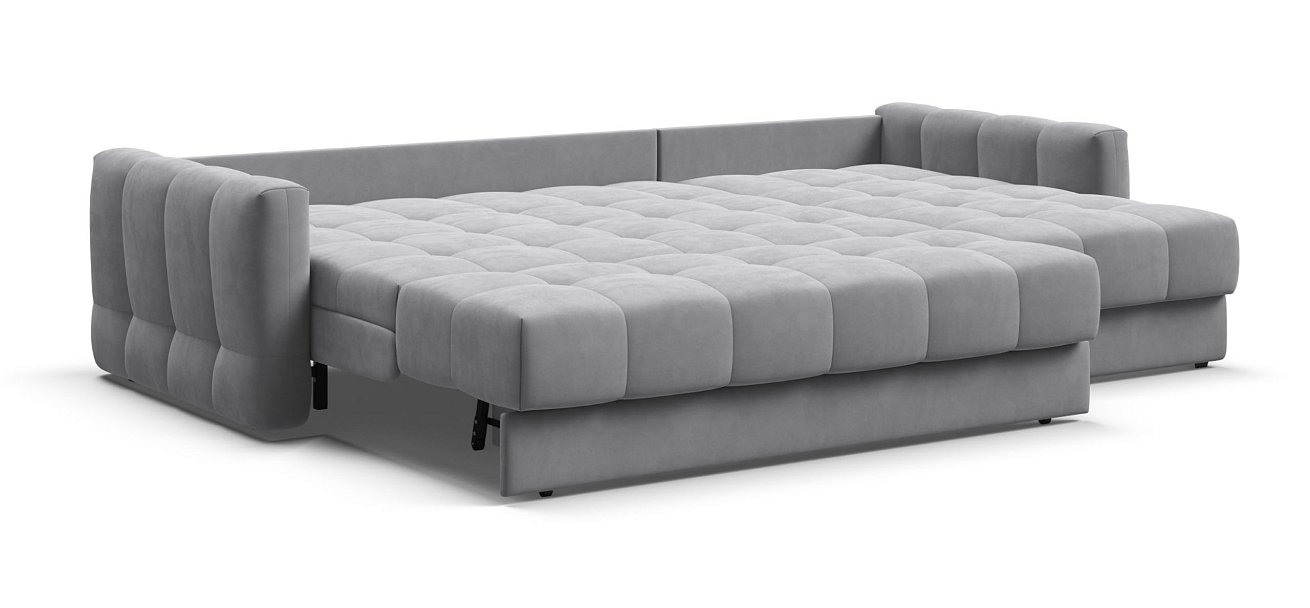 Угловой диван Босс Слип 160 велюр Монолит сталь