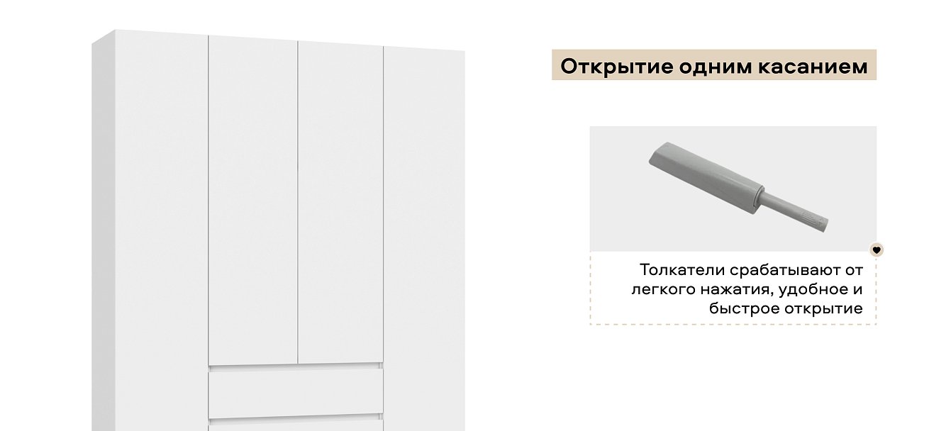 Идея 160 шкаф распашной 4Д+ящики Белый