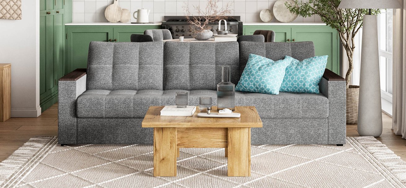 Диван Атланта НПБ 120 Рогожка Мальмо серый