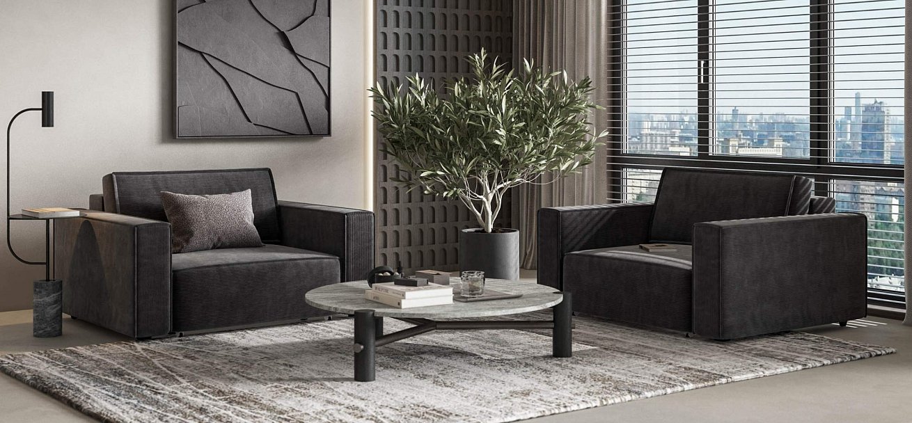 Кресло Босс Софт Модуль Вельвет Корд графит