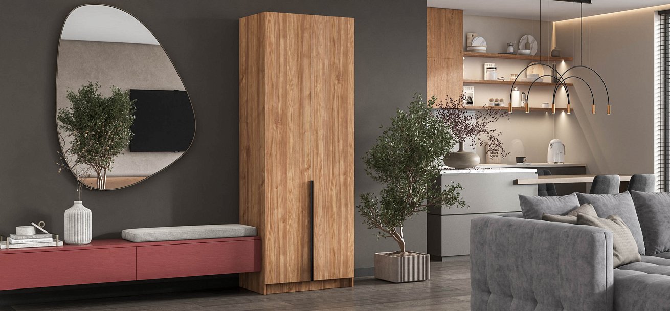 Босс Стандарт 80*220 шкаф распашной 2Д 01 Орех Селект