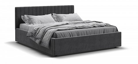 Ронда Кровать+ПМ 160*200 велюр Монолит серый 1