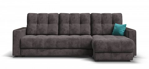 Угловой диван Босс Классик велюр Алькантара серый 1