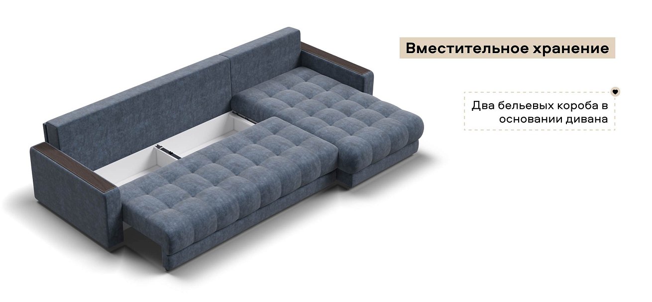 Угловой диван Босс Макс велюр Роял синий