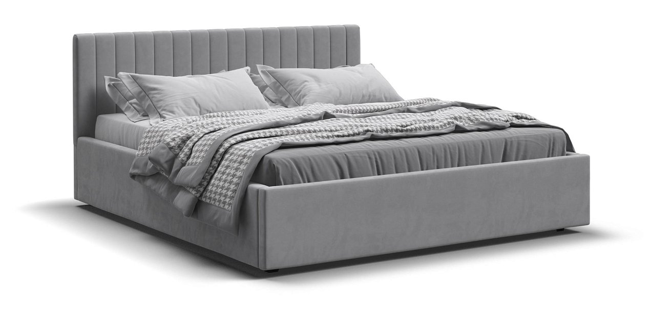 Ронда Кровать+ПМ 160*200 велюр Монолит сталь