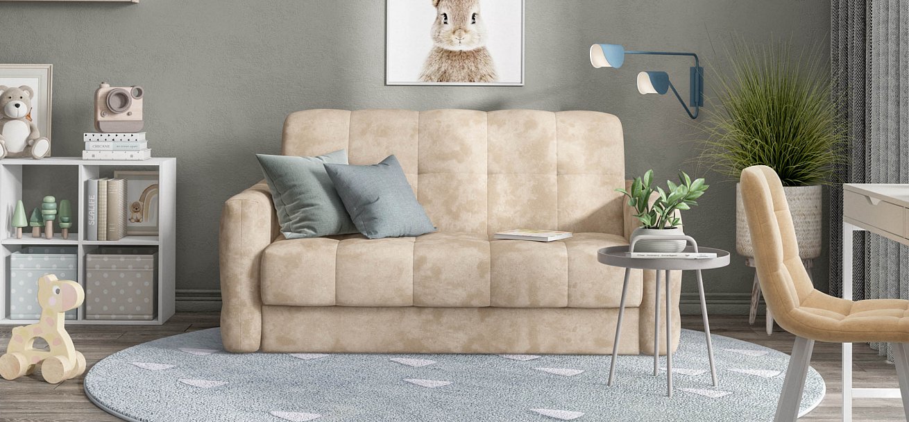 Диван Босс Слип 140 велюр Алькантара пепел