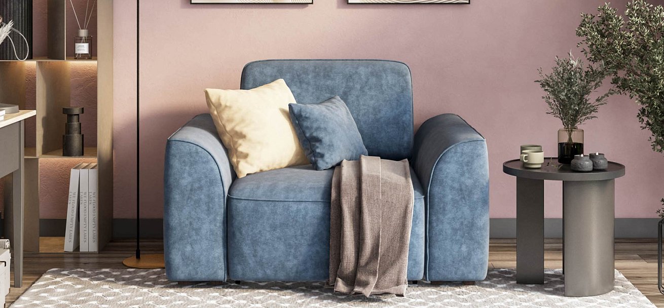 Кинг Модуль подлокотник 2 шт. велюр Роял синий