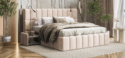 Босс ХО Кровать 180*200 велюр Монолит латте 2