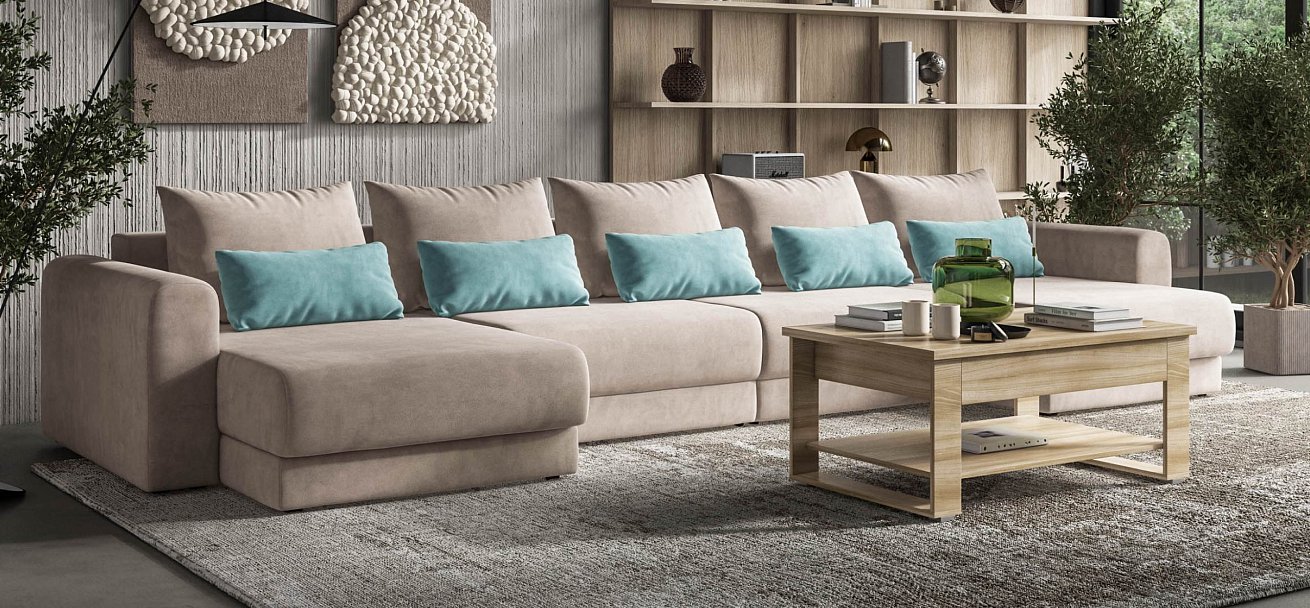 Модульный п-образный диван Ричмонд Модуль велюр Монолит латте