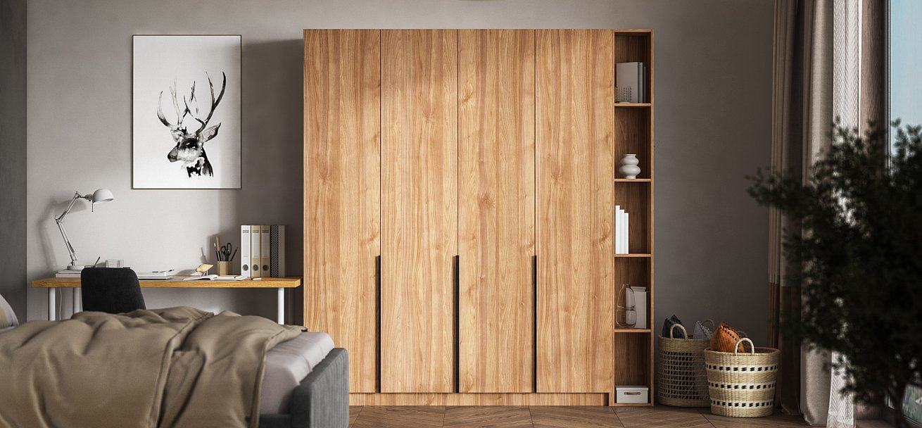 Рим 180 шкаф распашной 4Д+ящики 01 Орех Селект