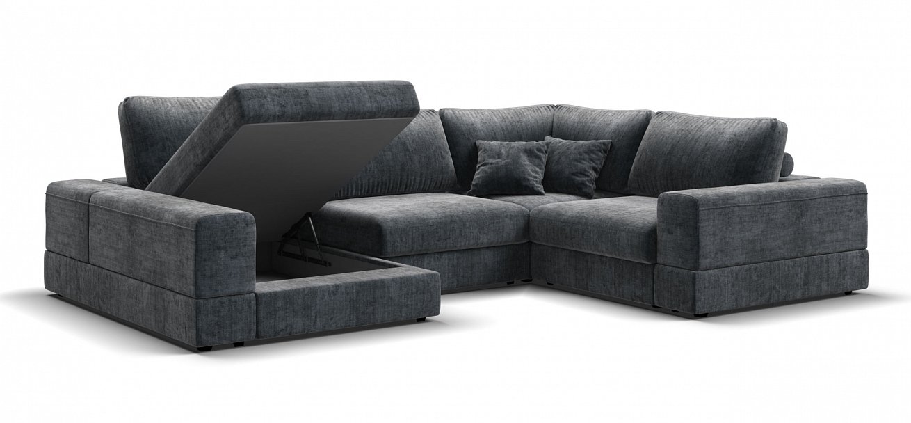 П-образный диван-кровать Босс Модуль Шенилл Глосс карбон