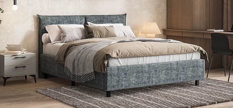 Лео Кровать 160*200 Шенилл Смарт серый 2