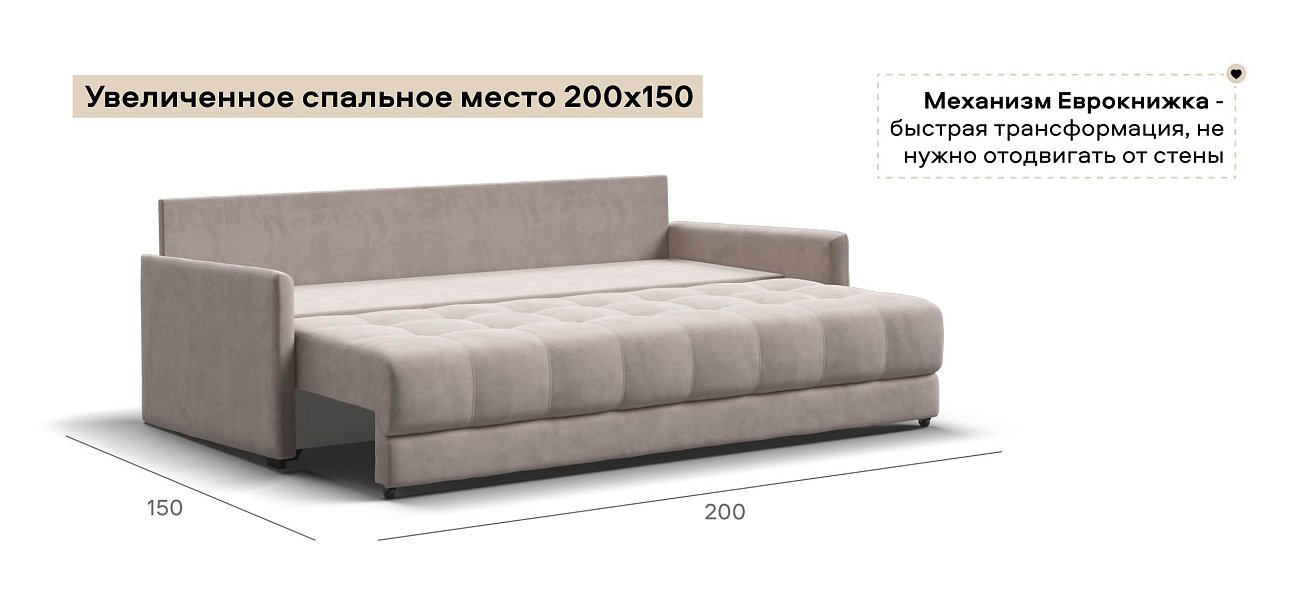 Диван Босс Лофт велюр Монолит латте